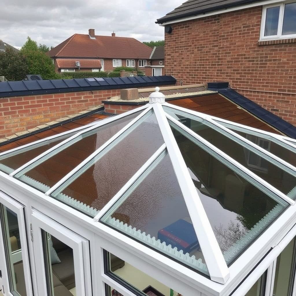 A freshly cleaned conservatory roof lantern letting in bright light