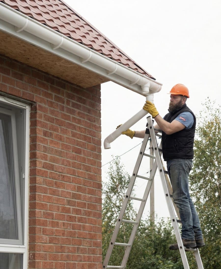 Repairing a gutter downpipe on a residential property